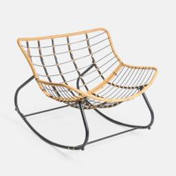 OHS Bali Garden Rocking Chair Outdoor Metal Frame Chairs with Cushion in Grey - thumbnail 8