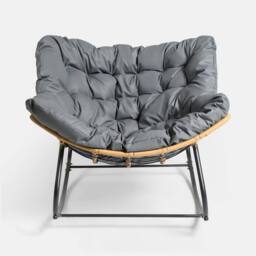 OHS Bali Garden Rocking Chair Outdoor Metal Frame Chairs with Cushion in Grey - thumbnail 5