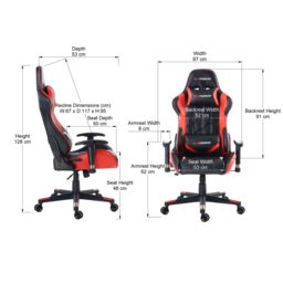 GTForce Pro GT Reclining Sports Racing Office Desk Faux Leather Gaming Chair in Red - thumbnail 7