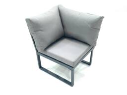 Fimous Aluminum Outdoor Garden Furniture Set Corner Sofa 3 Chair 2 Big Footstools Adjustable Rising Lifting Dining Table Sets Dark Grey - thumbnail 6