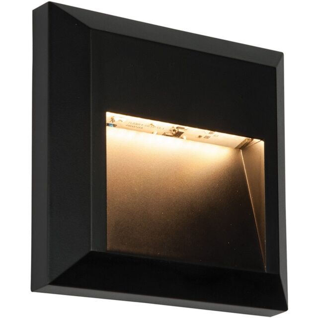 Loops Square IP65 Pathway Guide Light - Indirect 1.1W Warm White LED Black ABS Plastic - image 1