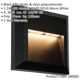 Loops Square IP65 Pathway Guide Light - Indirect 1.1W Warm White LED Black ABS Plastic - thumbnail 2