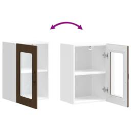 Berkfield Home Kitchen Wall Cabinet with Glass Door Kalmar Brown Oak Engineered Wood - thumbnail 9