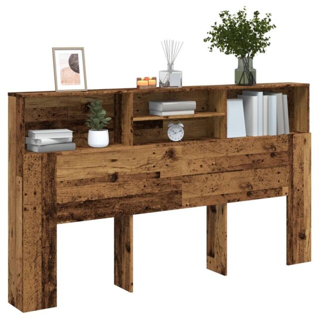 Berkfield Home Headboard Cabinet Old Wood 180x19x103.5 cm Engineered Wood in Brown - image 1