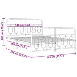 Berkfield Home Metal Bed Frame without Mattress with Footboard White 140x190cm - Size: 140x190 cm - thumbnail 8