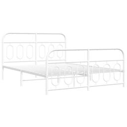 Berkfield Home Metal Bed Frame without Mattress with Footboard White 140x190cm - Size: 140x190 cm - thumbnail 1