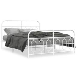 Berkfield Home Metal Bed Frame without Mattress with Footboard White 140x190cm - Size: 140x190 cm - thumbnail 3
