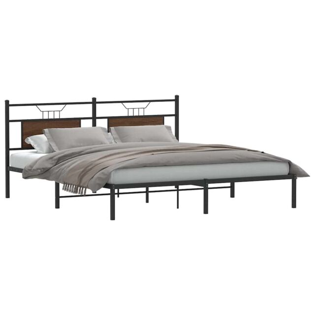 Berkfield Home Bed Frame without Mattress Brown Oak 160x200 cm Engineered Wood - image 1