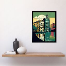 "Artery8 Wall Art Print Leeds City Architecture Waterfront Art Framed in Black - Size: W12"" x H16""" - thumbnail 2