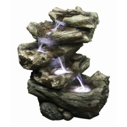 Primrose Driftwood 4-Tier Self Contained Water Feature with LED Lights 55cm in Brown - thumbnail 2