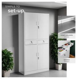 tectake Filing Cabinet Cosmo in Light Grey - Size: 1 Pack - thumbnail 4