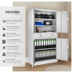 tectake Filing Cabinet Cosmo in Light Grey - Size: 1 Pack - thumbnail 2