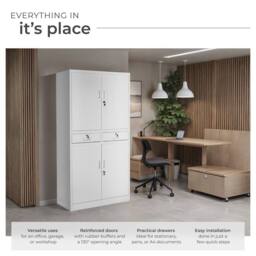 tectake Filing Cabinet Cosmo in Light Grey - Size: 1 Pack - thumbnail 3