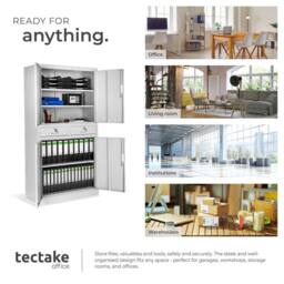 tectake Filing Cabinet Cosmo in Light Grey - Size: 1 Pack - thumbnail 7