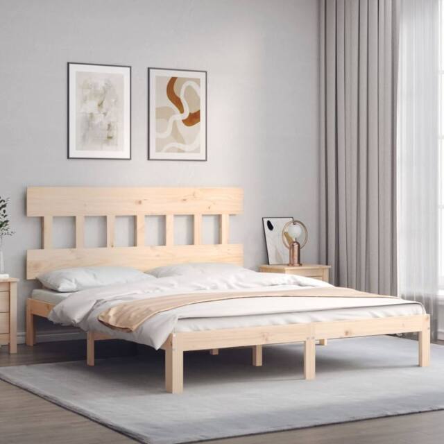 Berkfield Home Beautiful Bed Frame without Mattress 160x200 cm Solid Wood Pine in Light Tan - image 1
