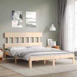 Berkfield Home Beautiful Bed Frame without Mattress 160x200 cm Solid Wood Pine in Light Tan - thumbnail 2