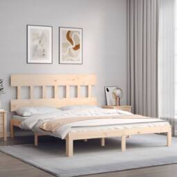 Berkfield Home Beautiful Bed Frame without Mattress 160x200 cm Solid Wood Pine in Light Tan - thumbnail 1