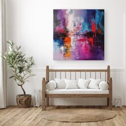 "Warren Reed - Designer Vibrant Metropolis: A Palette Of Emotions Canvas - Size: W30"" x H30""" - thumbnail 1