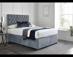 Sloomy Alaska Memory Foam Divan Bed Set With Mattress, 2 Drawers & Headboard Grey Plush - Size: Super King - thumbnail 1