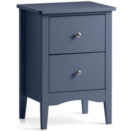 Christow Navy Bedside Table 2 Drawer Slim Bedroom Nightstand Storage Cabinet Unit - thumbnail 2