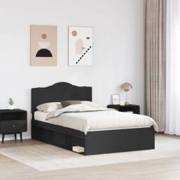 Berkfield Home Bed Frame with Headboard Black 120 x 200 cm Solid Pine Wood - thumbnail 3