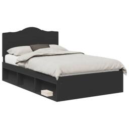 Berkfield Home Bed Frame with Headboard Black 120 x 200 cm Solid Pine Wood - thumbnail 2