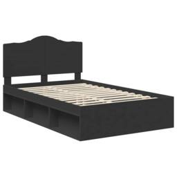 Berkfield Home Bed Frame with Headboard Black 120 x 200 cm Solid Pine Wood - thumbnail 4