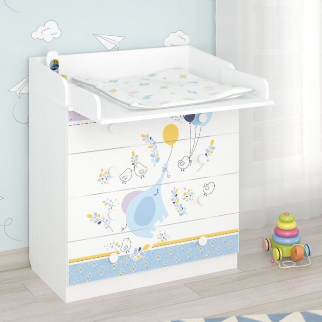 Shefa Line 800 Kids Changing Dresser Elephant With Balloon White (2 boxes) - Size: 1 Pack - image 1