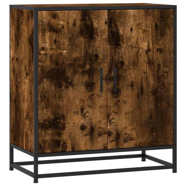 Berkfield Home Sideboard Smoked Oak 68x35x76 cm Engineered Wood & Metal in Brown - Size: 68 x 35 x 76 cm - image 1