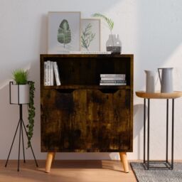 Berkfield Home Sideboard Smoked Oak 60x30x72 cm Engineered Wood in Brown - Size: 60 x 30 x 72 cm - thumbnail 1