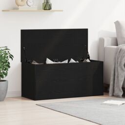 Berkfield Home Storage Box with Lid Black Oak 100x42x46 cm Engineered Wood - Size: 100 x 42 x 46 cm - thumbnail 1