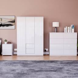 HD Designs Vida Designs Glinton 3 Piece Bedroom Set (2 Drawer Bedside Chest, 8 in White - thumbnail 1