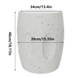 VOGREX Lightweight Drum Concrete Garden Stool, Side Table in Grey - thumbnail 2