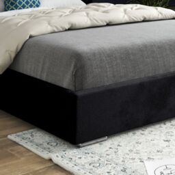 KDMD Cocoon Wide Curved Winged Upholstered Soft Velvet Designer Bed Frame in Black - Size: Small Double - thumbnail 5
