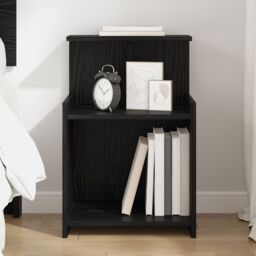 Berkfield Home Bedside Cabinet in Black Oak - 40 x 35 x 60 cm - Engineered Wood - thumbnail 1