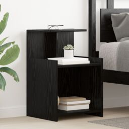 Berkfield Home Bedside Cabinet in Black Oak - 40 x 35 x 60 cm - Engineered Wood - thumbnail 4