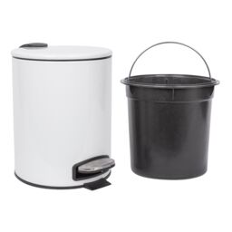 Harbour Housewares Round Bathroom Pedal Bin - 5L Stainless Steel Slim Rubbish Dustbin in White - thumbnail 4