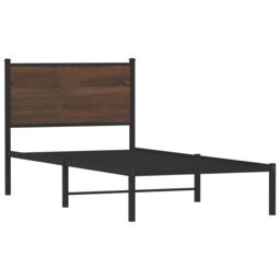 Berkfield Home Metal Bed Frame without Mattress Brown Oak 90x200 cm - thumbnail 3