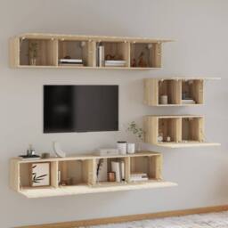 Berkfield Home 4 Piece TV Cabinet Set Sonoma Oak Engineered Wood in Light Brown - thumbnail 6