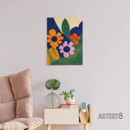 "Artery8 Matisse Inspired Abstract Flowers Canvas Wall Art Print - Size: W18"" x H24""" - thumbnail 3