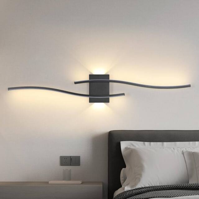 Goeco LED Indoor Wall Light 27W for Bedroom Study Living Room 3000K 89cm in Black - image 1