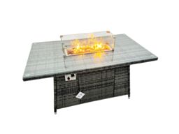Fimous 12 Seat Gas Firpit Dining Table Corner Sofa Set with 4 Stool 2 Chairs in Dark Grey - thumbnail 3