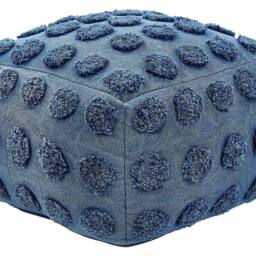 Wyld and Coco Blue Cotton Polka Dot Pouffe 50 x 50 x 35 cm EPS Beads - thumbnail 2