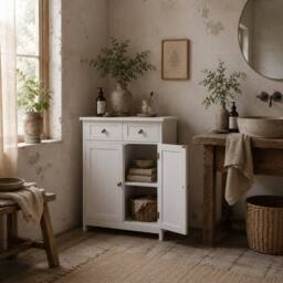 Wyld Haus Zilu Freestanding Bathroom Cabinet 2 Drawers & Cupboard White