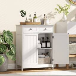 Wyld Haus Zilu Freestanding Bathroom Cabinet 2 Drawers & Cupboard White - thumbnail 3