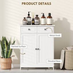 Wyld Haus Zilu Freestanding Bathroom Cabinet 2 Drawers & Cupboard White - thumbnail 7