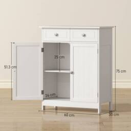 Wyld Haus Zilu Freestanding Bathroom Cabinet 2 Drawers & Cupboard White - thumbnail 4