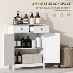 Wyld Haus Zilu Freestanding Bathroom Cabinet 2 Drawers & Cupboard White - thumbnail 5