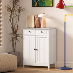 Wyld Haus Zilu Freestanding Bathroom Cabinet 2 Drawers & Cupboard White - thumbnail 9