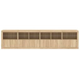 Berkfield Home Sideboard with LED Lights Sonoma Oak 283x37x67 cm in Light Brown - Size: 283 x 37 x 67 cm - thumbnail 7